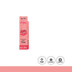 Pink lip and cheek tint packaging with brand logo on a white background