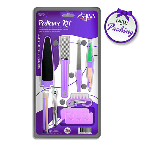 Aquila Pedicure Kit packaging with tools on a white background