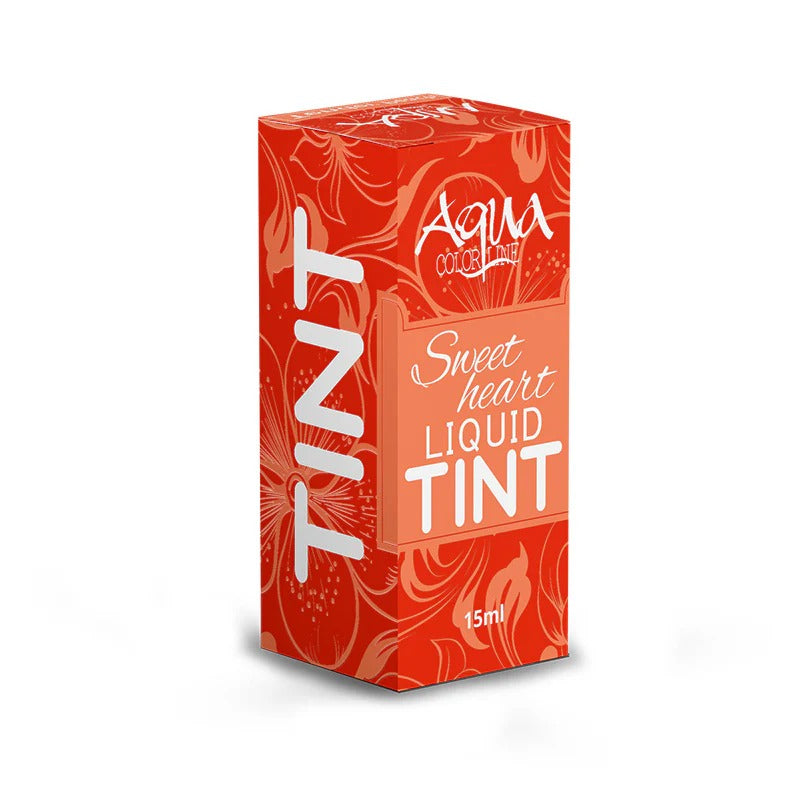 Red box of Aqua Color Sweetheart Liquid Tint on a white background