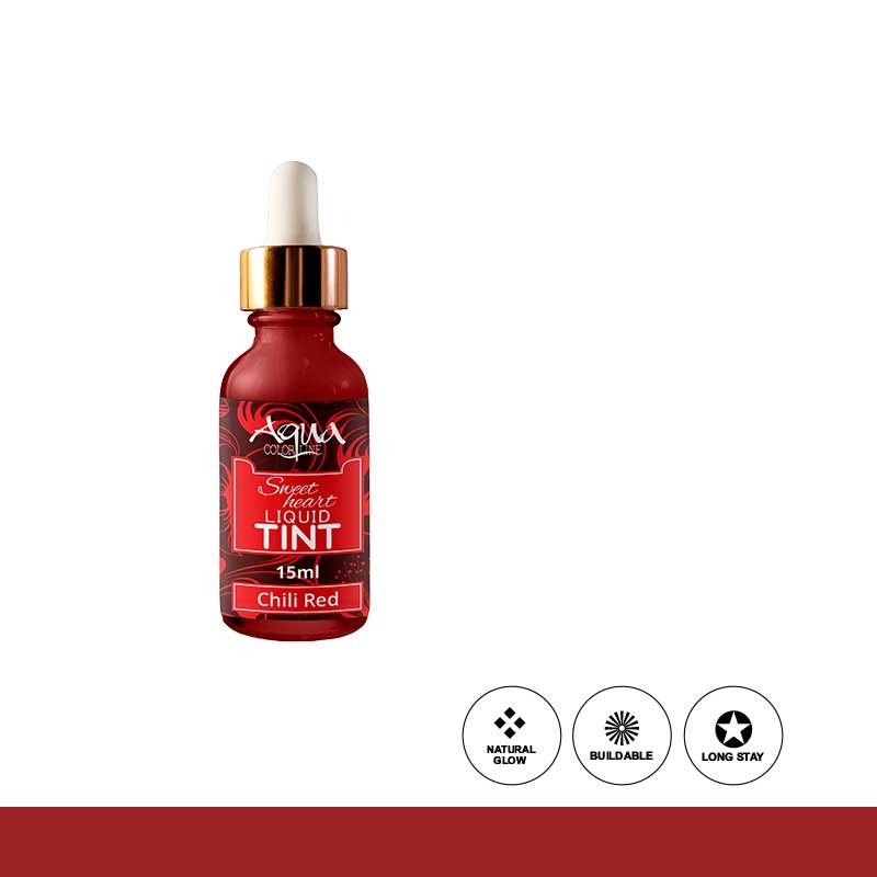 Red liquid tint bottle with dropper on a white background