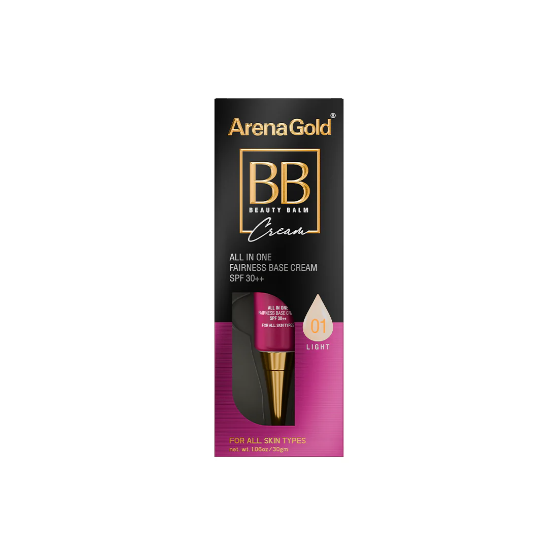 Arena Gold BB Beauty Balm Cream packaging on a white background