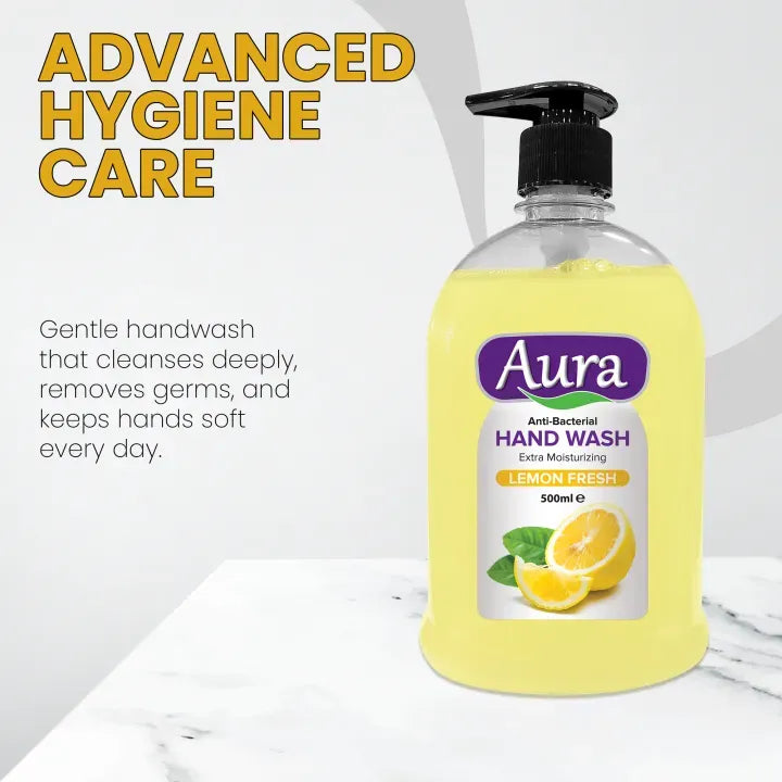Aura Anti-Bacterial Liquid Handwash Lemon Fresh 500ML