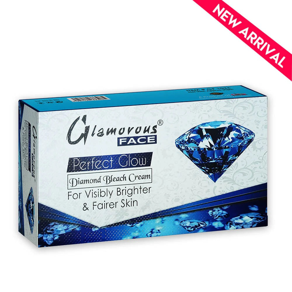 Glamorous Face Perfect Glow Diamond Bleach Cream packaging with a diamond illustration on a white background.