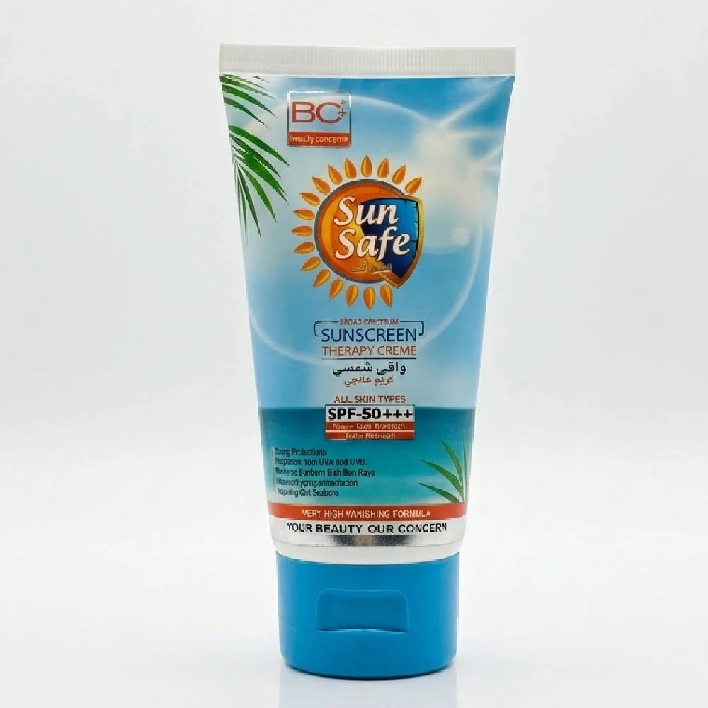 BC+ Sun Safe SPF 70+++ sunscreen tube on a white background