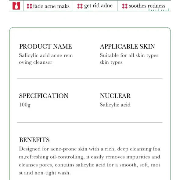 BIOAQUA Salicylic Acid Facial Cleanser for Acne & Oily Skin 100g