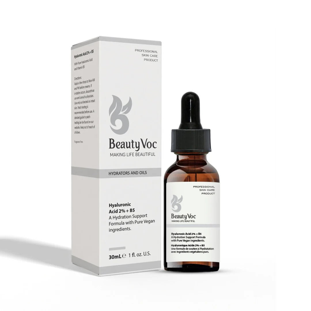 Beauty Voc skincare bottle and packaging on a white background