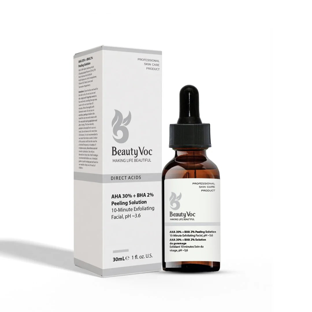 Beauty Voc skincare product with dropper bottle and packaging on a white background