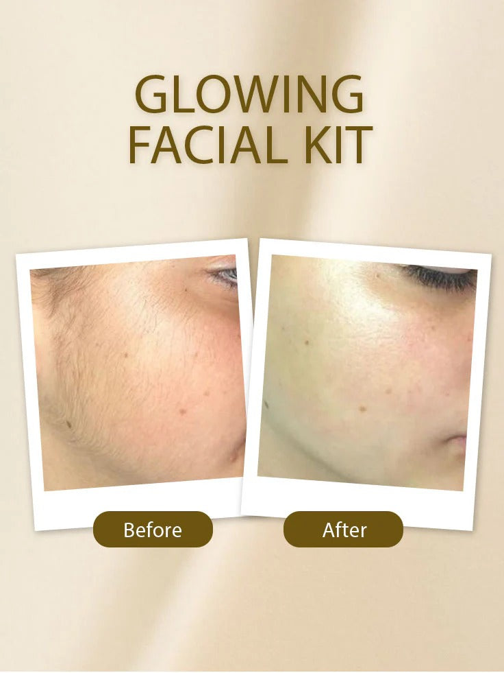 Golden Girl Whitening Facial Trial Kit 7 Items advertisement showing 'Before' and 'After' effects on skin.