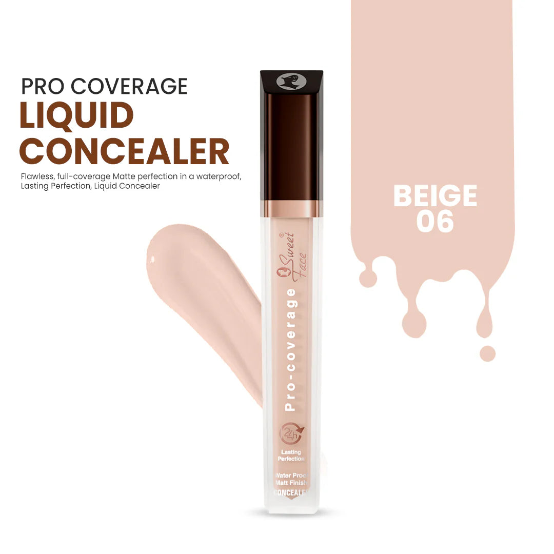 Pro Coverage Liquid Concealer with applicator and color swatch on a white background