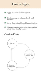Instructions on how to apply a skincare Blesso product with a beige background