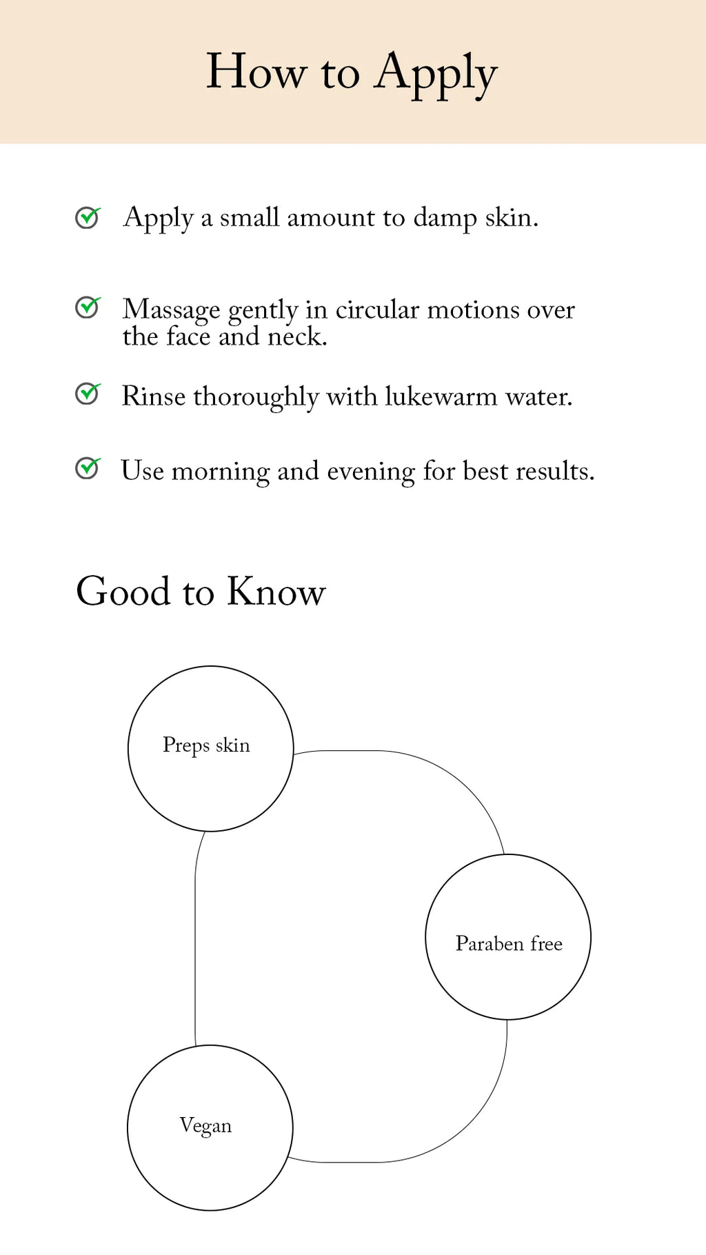 Instructions on how to apply a Blesso product with a diagram of its benefits.