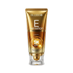 Blesso E Sensation Facial Cream in a metallic gold squeeze tube with a clear cap, shown on a solid white background.