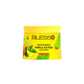 Yellow jar of Blesso Whitening Triple Action Cleanser on a white background