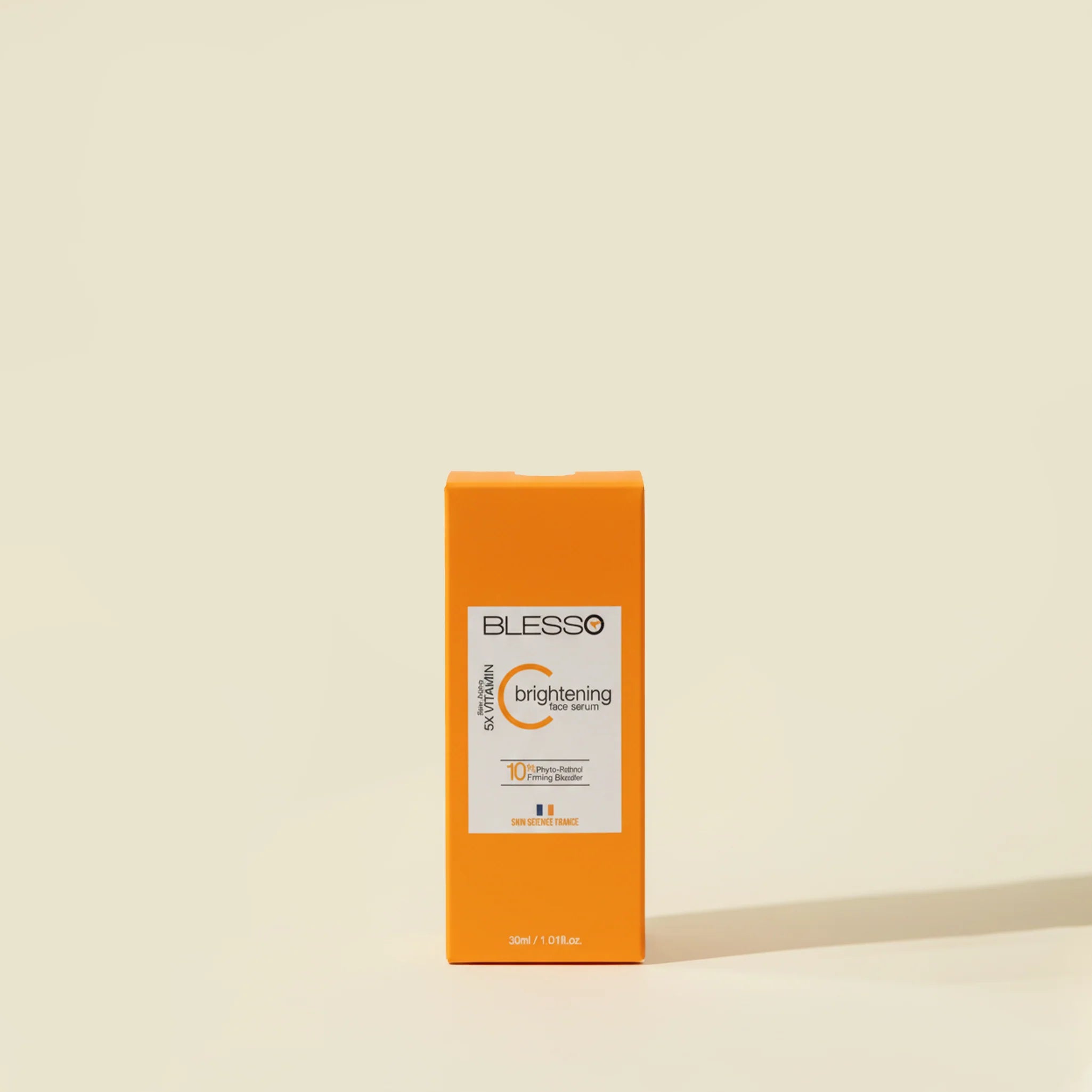 Orange box with 'Blesso' branding on a beige background