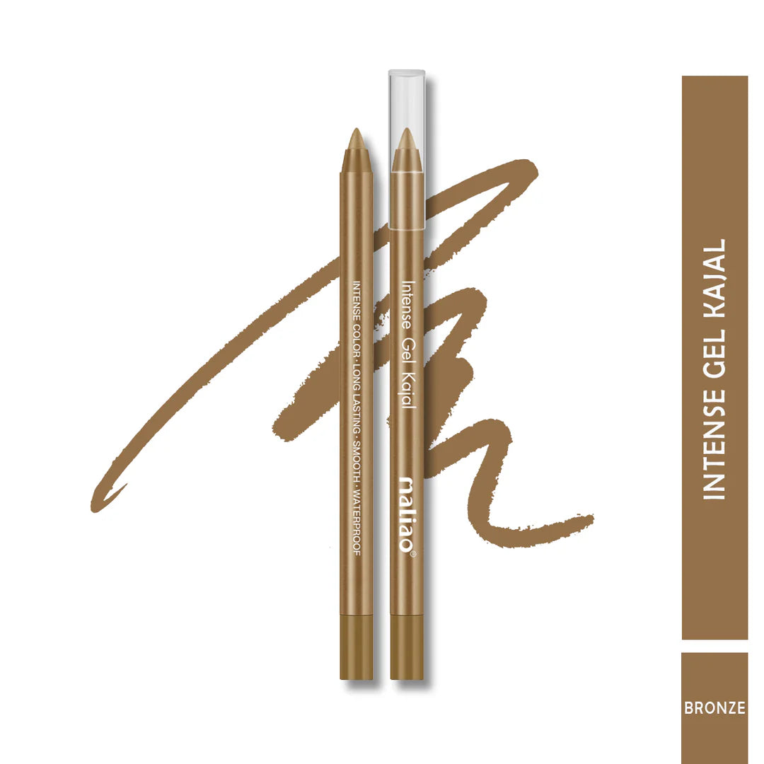 Two brown makeup pencils with a white cap on a white background, featuring the brand name 'Maliao'.