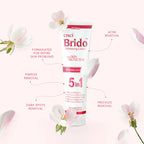 Cinci Brido Whitening Cream with skin protector on a pink background with flowers
