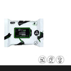 Pack of cleansing wipes with visible branding and product details on a white background