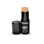 Black stick with beige top on a white background