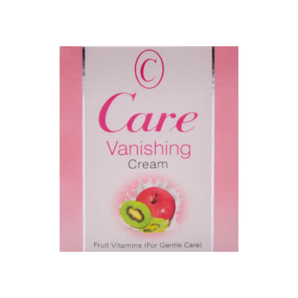 Packaging of Care Vanishing Cream with fruit vitamins on a white background