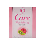 Packaging of Care Vanishing Cream with fruit vitamins on a white background