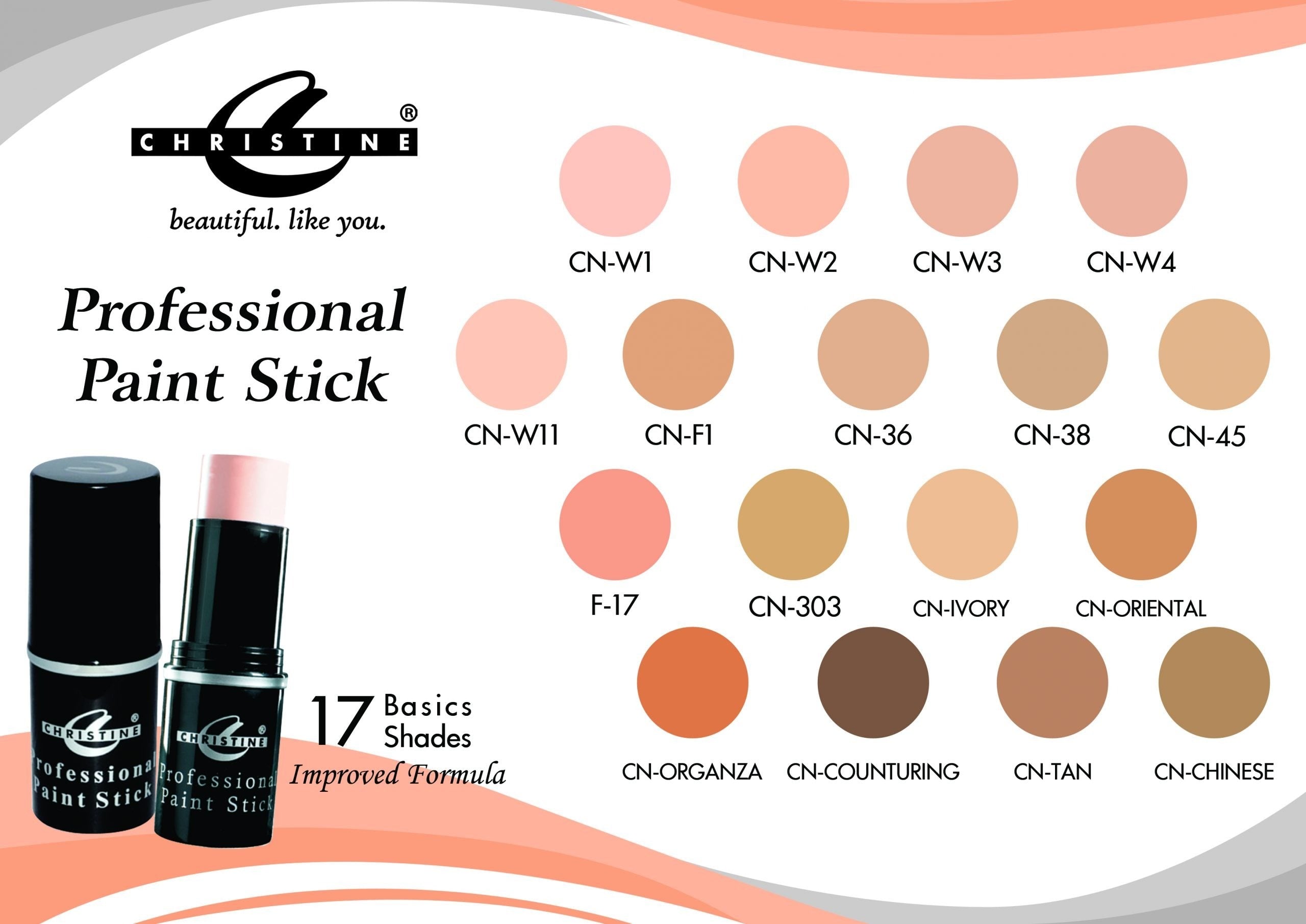 Christine professional paint stick set with color swatches on a white background