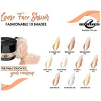Loose face shiner with 10 shades displayed and Christine brand logo.