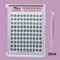 Mica cosmetic self-adhesive lash clusters with a tweezers on a pink background