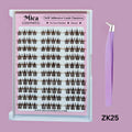 Mica cosmetic self-adhesive lash clusters with a pair of tweezers on a pink background