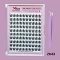 Mica cosmetic self-adhesive lash clusters with a pair of tweezers on a pink background