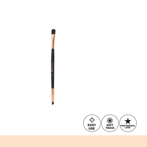 Makeup brush with 'Easy Use', 'Soft Touch', and 'Professional Look' icons on a white background.