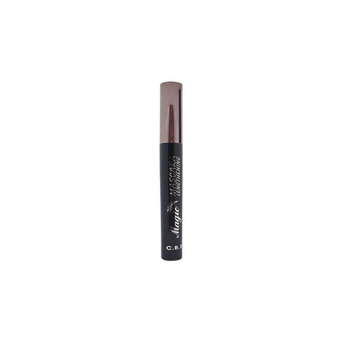 Black eyeliner pen with silver cap on a white background