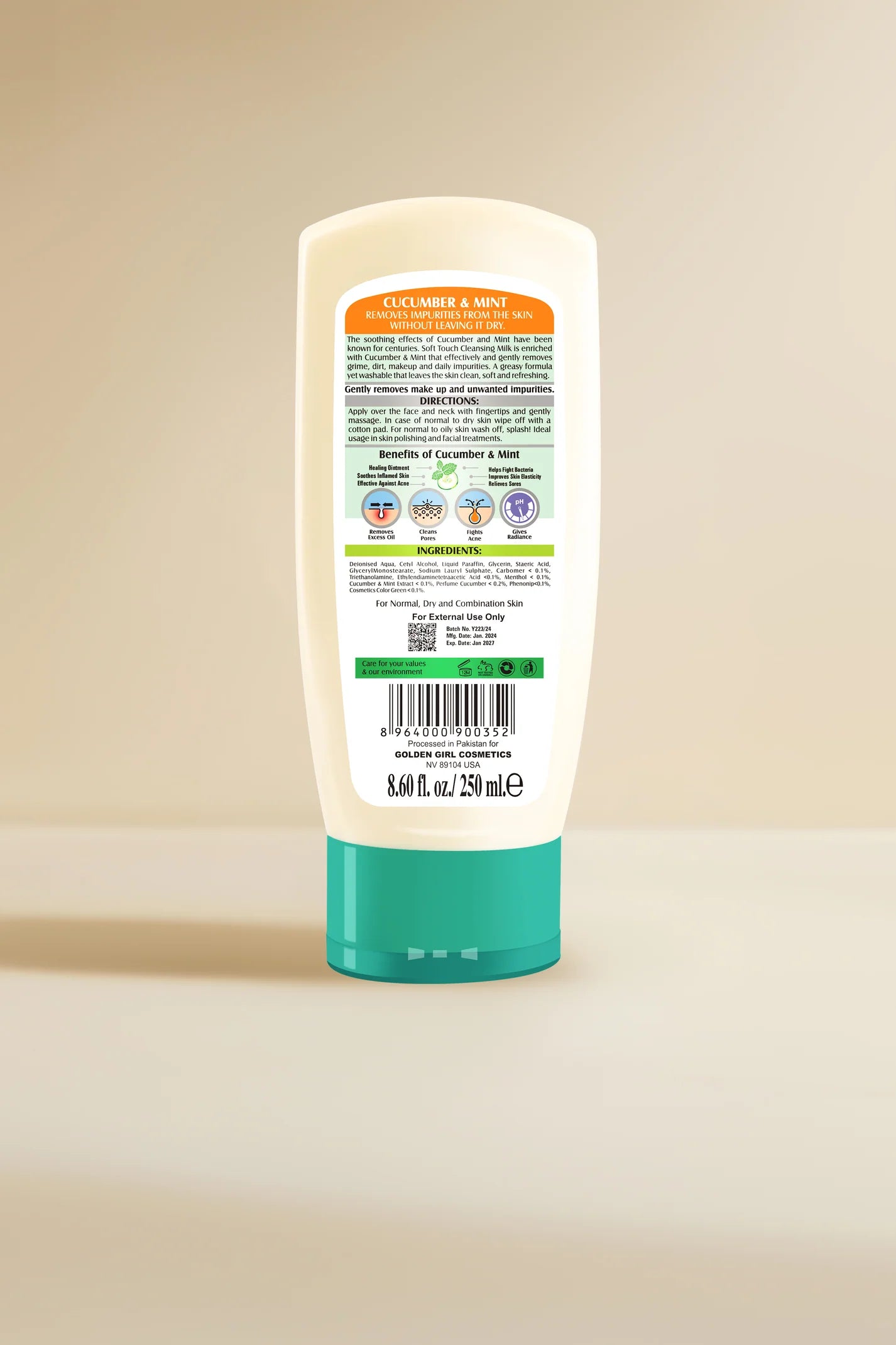 Soft Touch Cucumber and Mint Cleansing Milk