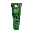 Green tube of Aloe Vera face wash with branding on a white background