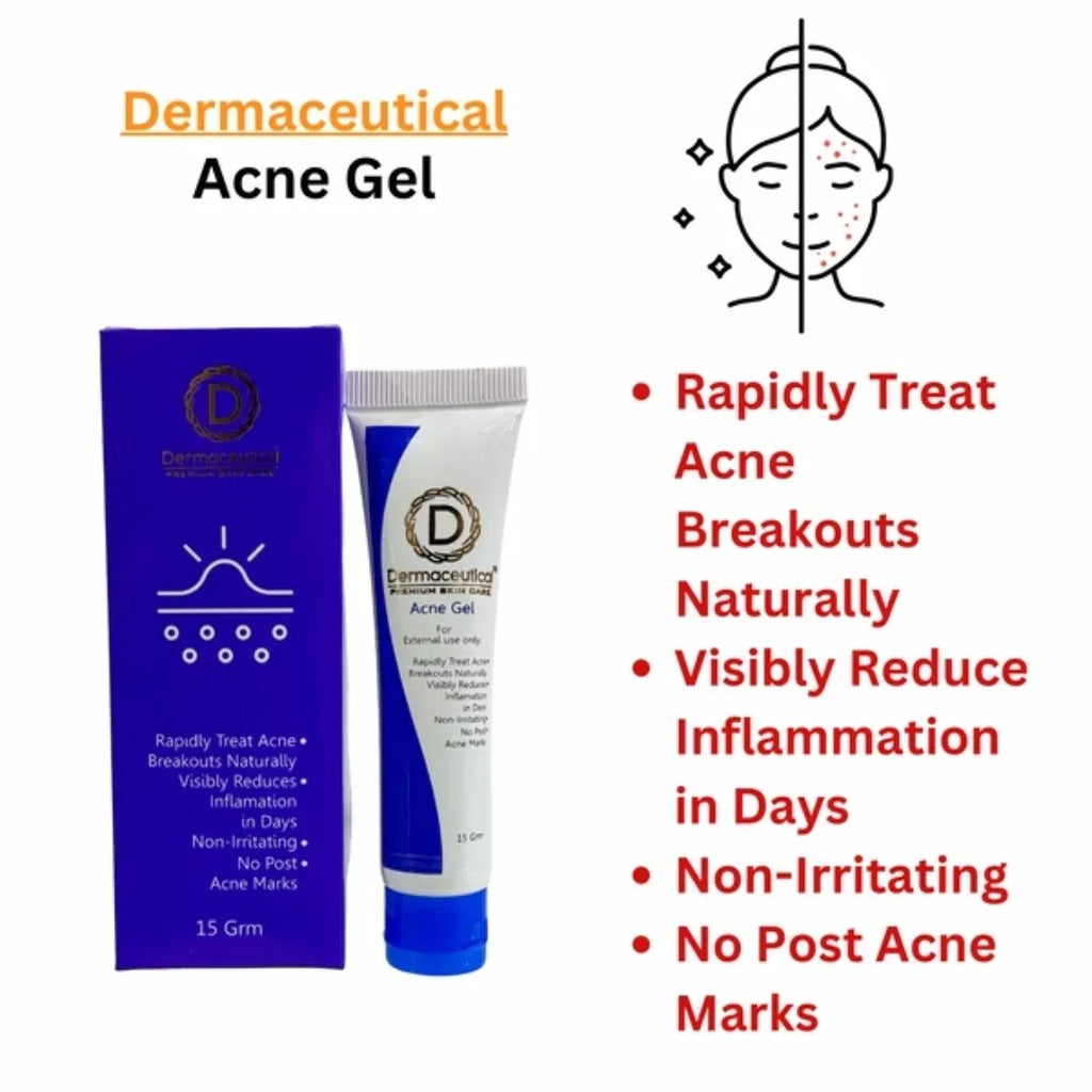 Dermaceutical Acne Gel packaging with tube and box on a white background