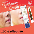 Dermaceutical lightening cream with bottle on a red background