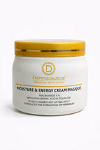 Dermaceutical moisture and energy cream masque jar on a white background