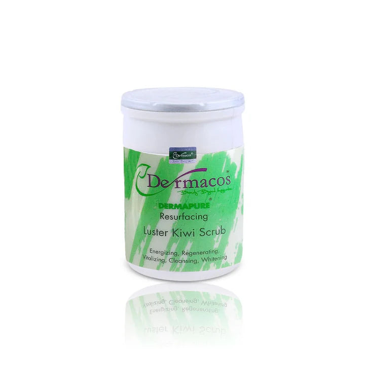 Dermacos Luster Kiwi Scrub container on a white background