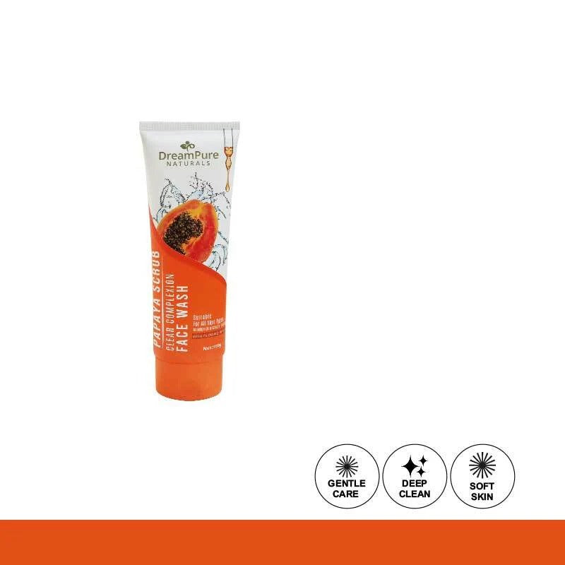 DreamPure Naturals Papaya Enzyme Face Wash tube on a white background