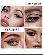 Makeup effect display of eyeliner on a person's eyes with close-up shots.