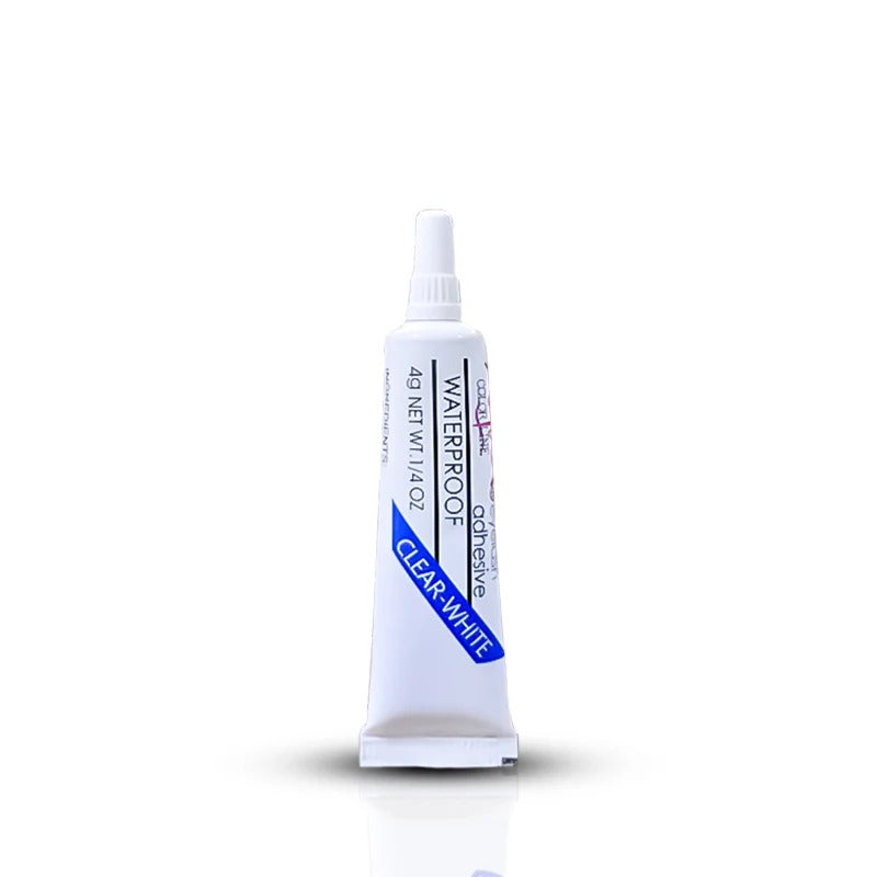White tube of adhesive labeled 'Waterproof' on a white background