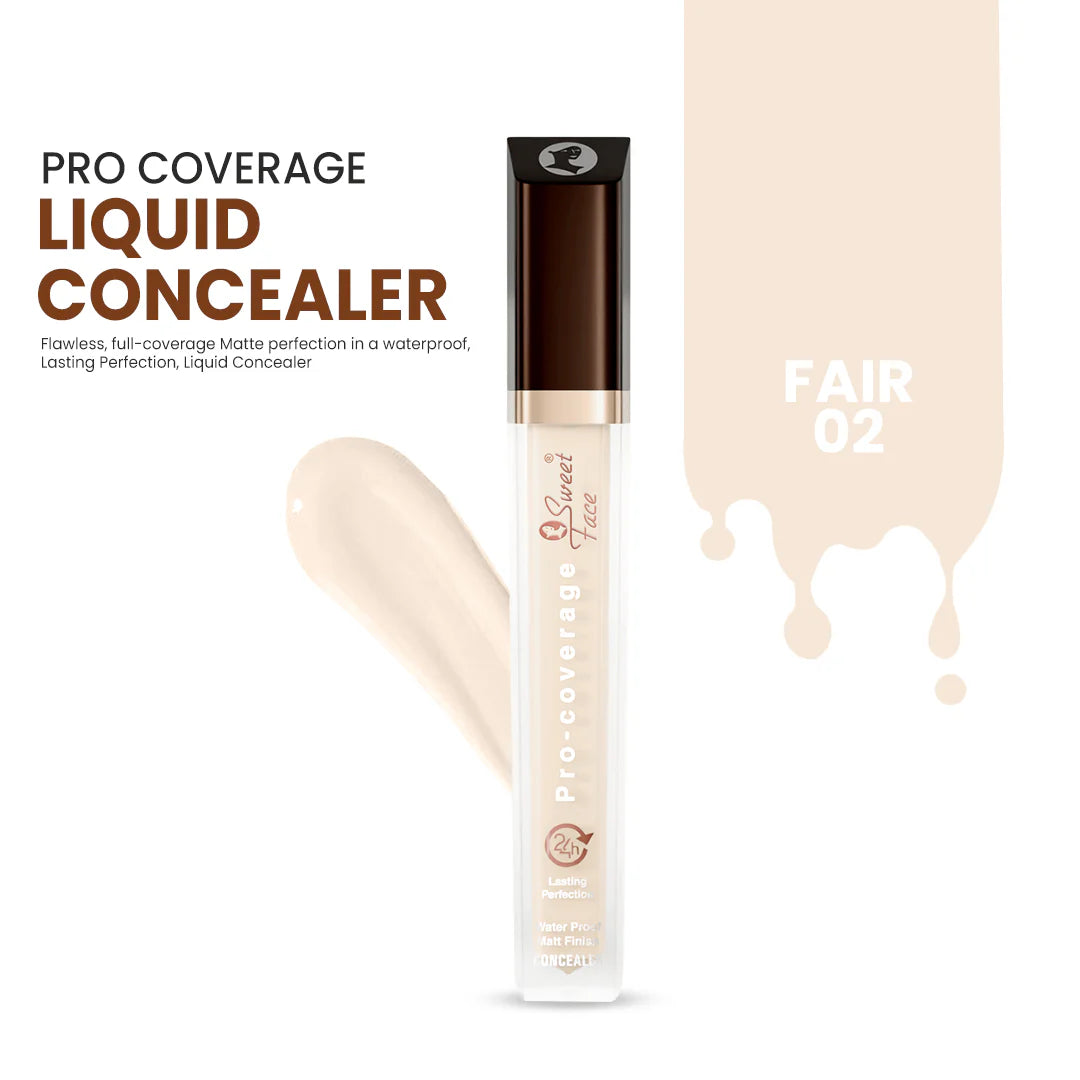 Pro Coverage Liquid Concealer with applicator and color swatch on a white background