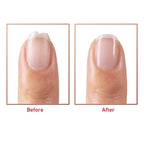 Before and after comparison of a manicured nail with Flowers Salon Nail Beauty Care Rechargeable