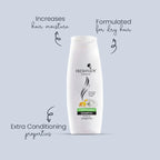 Fresh n Joy Shampoo - Conditioning with Provitamin B5 & Milk Protein bottle with text highlighting features on a light gray background