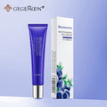 Blueberries moisturizing eye cream with packaging on a light purple background