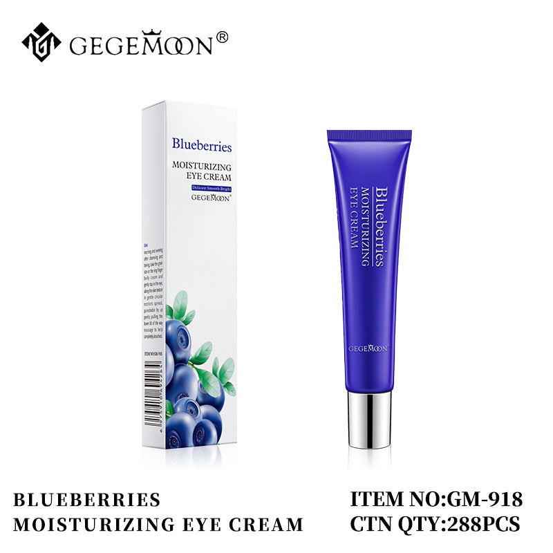 Blueberries moisturizing eye cream with packaging on a white background