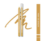 Two gold-colored gel eyeliner pencils with a white cap on a white background, featuring the brand name 'Maliao'.