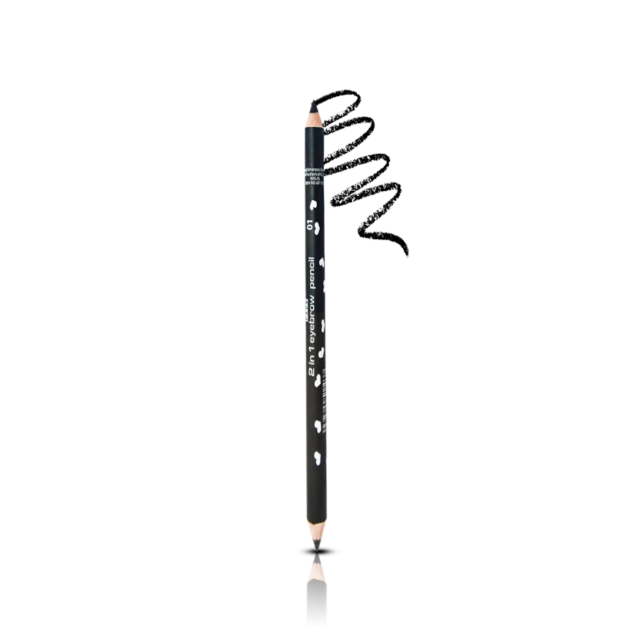 Black eyeliner pencil with a wavy line on a white background