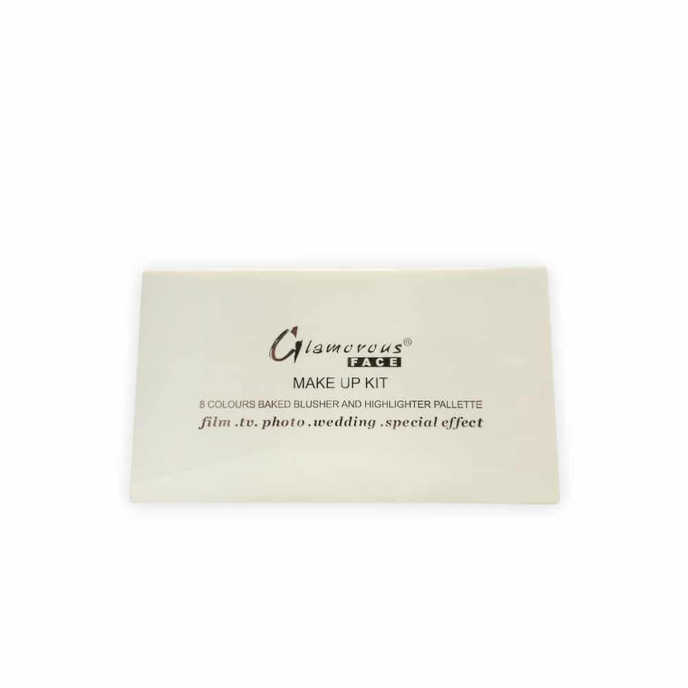 Makeup kit packaging with 'Glamorous Face' branding on a white background