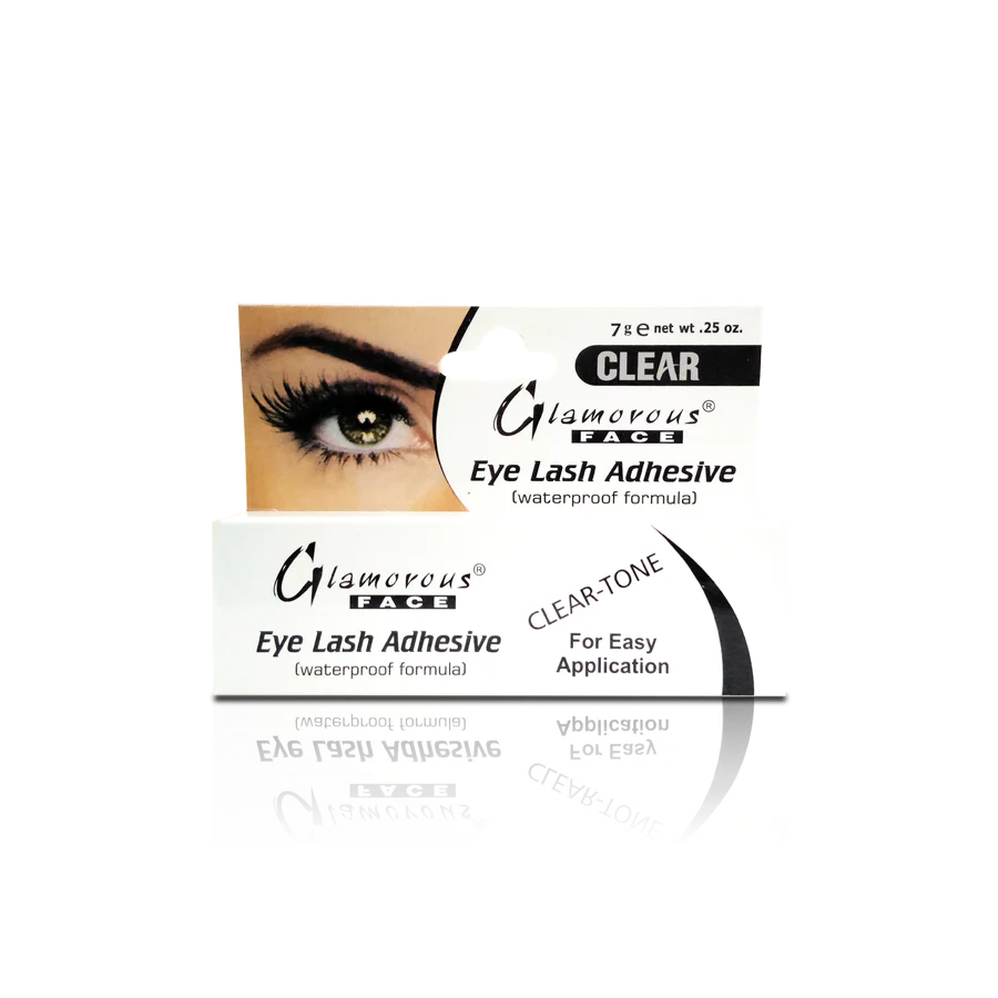 Glamorous Face Eye Lash Adhesive packaging with clear adhesive strip on a white background