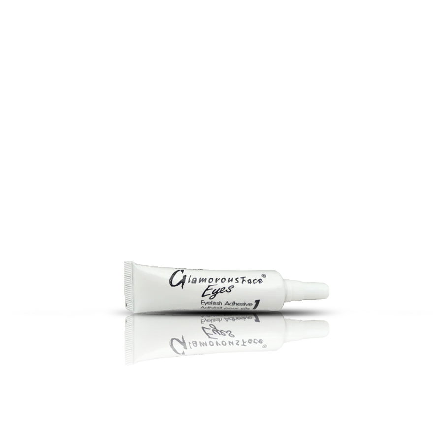 White tube of Glamorous Face eyelash adhesive on a white background
